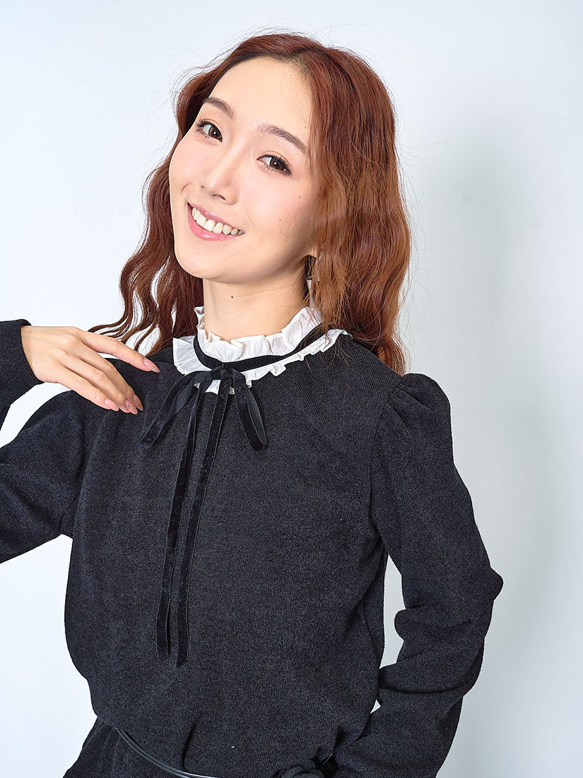 Velvet Ribbon Bow Neck Top (2 Colours)