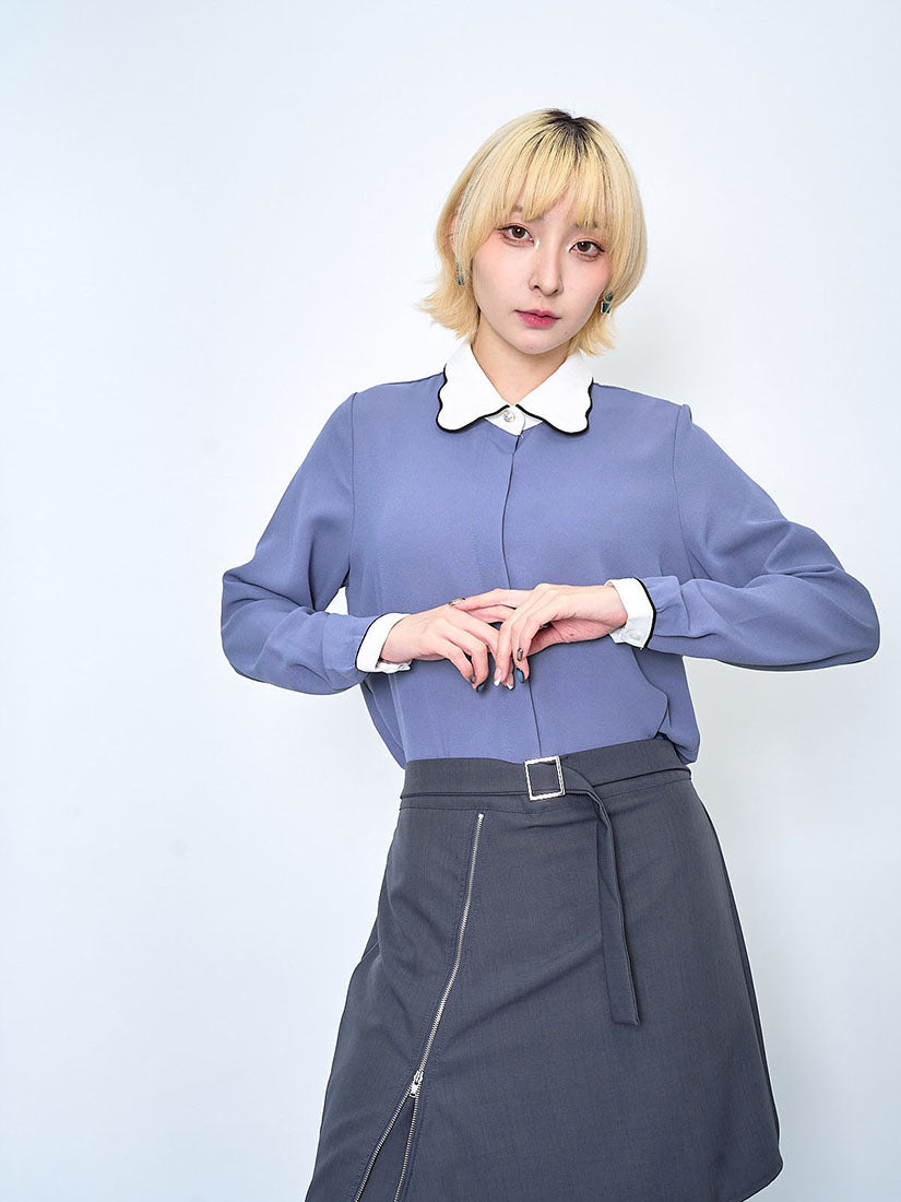 Contrast Piping Collar Blouse (2 Colours)