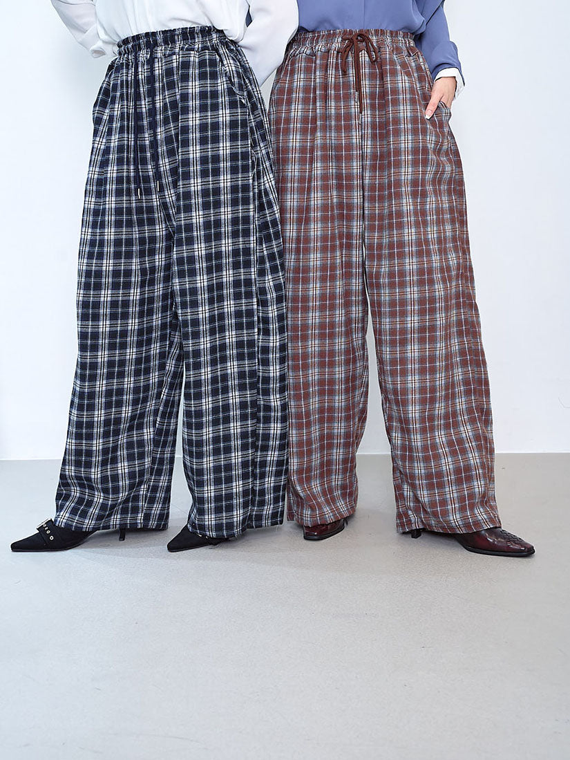 Drawstring Waist Tartan Pants