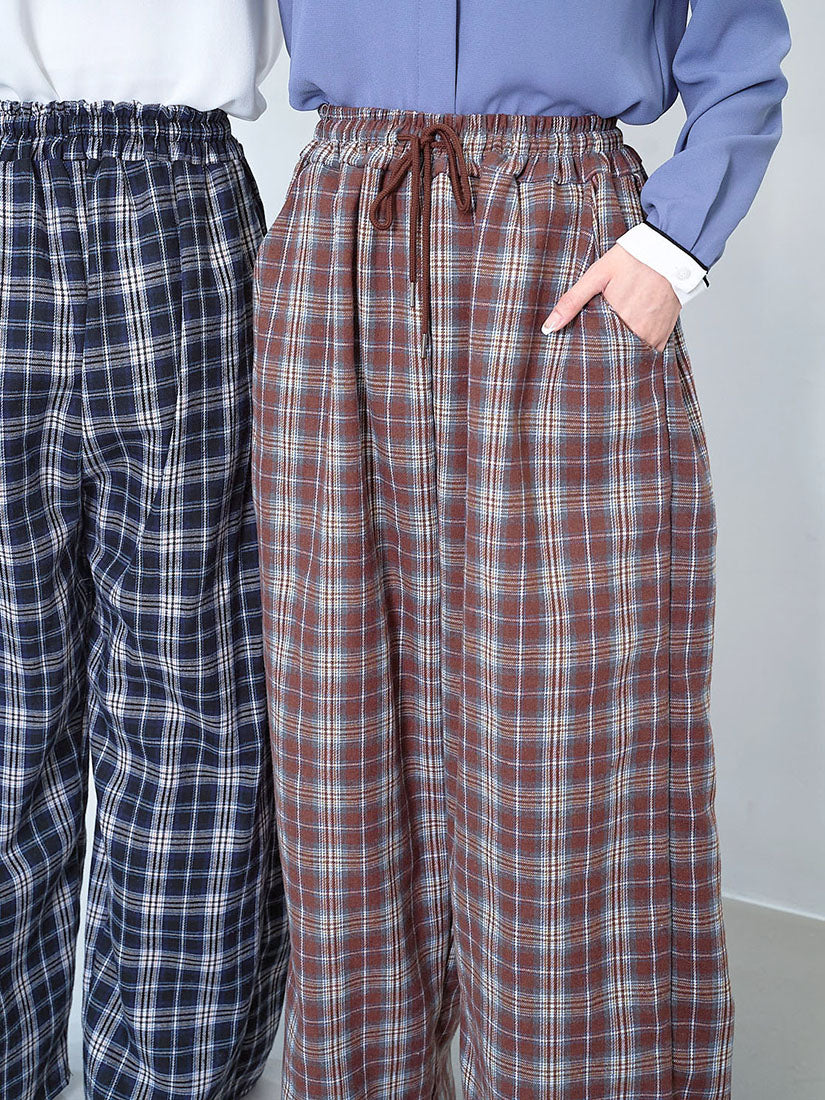 Drawstring Waist Tartan Pants