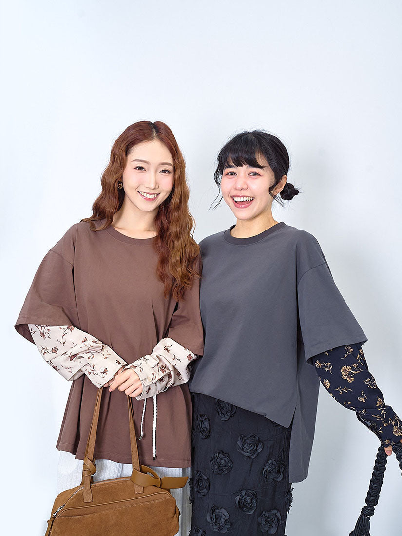 Floral Shirt Sleeve Tee (2 Colours)