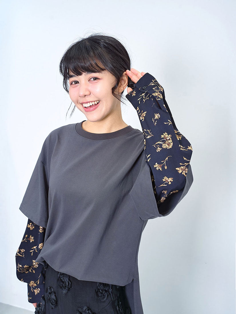 Floral Shirt Sleeve Tee (2 Colours)