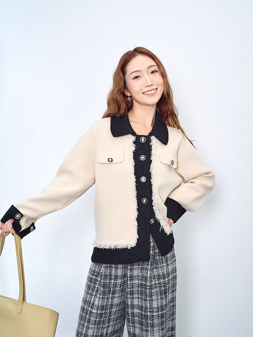 Two Tone Tassel Trim Cardigan (Sponsor Sale)