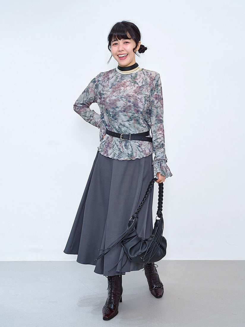 Belted Pleated Flare Skirt (2 Colours)