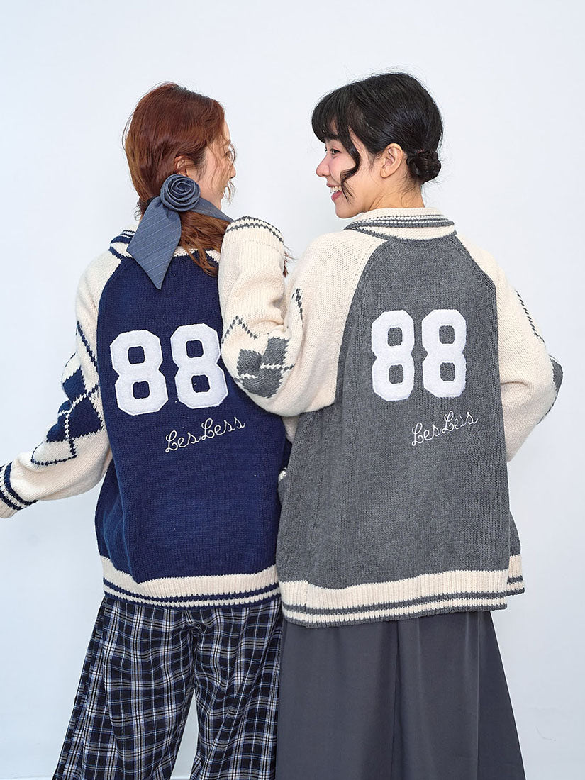'88' Colourblocked Cardigan (2 Colours)
