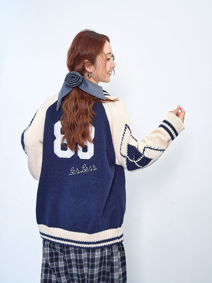 '88' Colourblocked Cardigan (2 Colours)