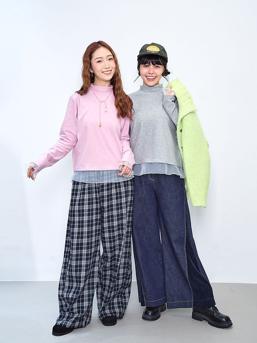 Organza Hem Mock Neck Top (2 Colours)