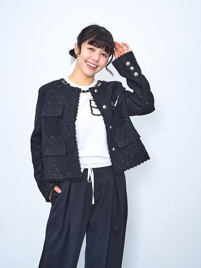 Crochet Pocket Long Sleeve Tee (2 Colours)