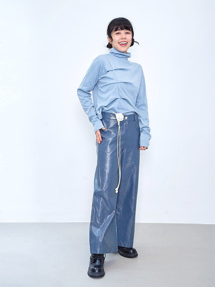 Pleat Detailed Turtle Neck Top (4 Colours)