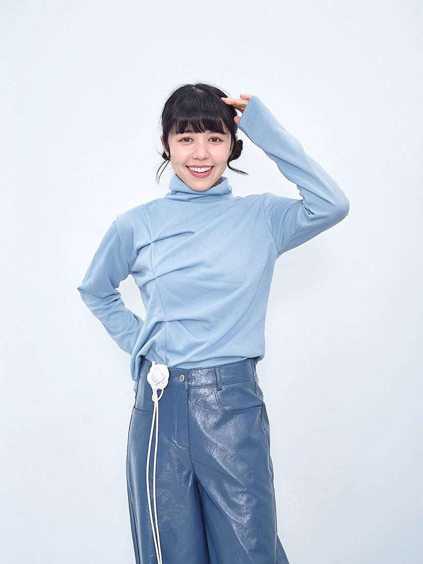 Pleat Detailed Turtle Neck Top (4 Colours)