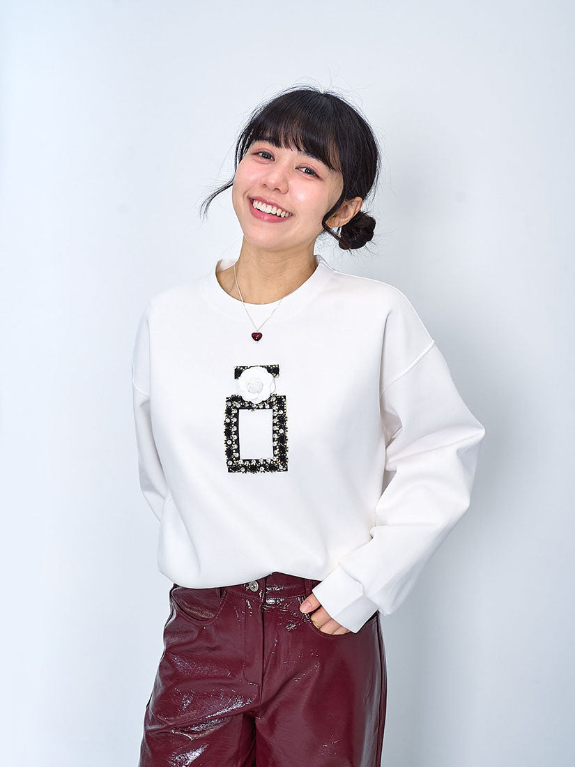 Camellia Perfume Embellished Sweatshirt (2 Colours)