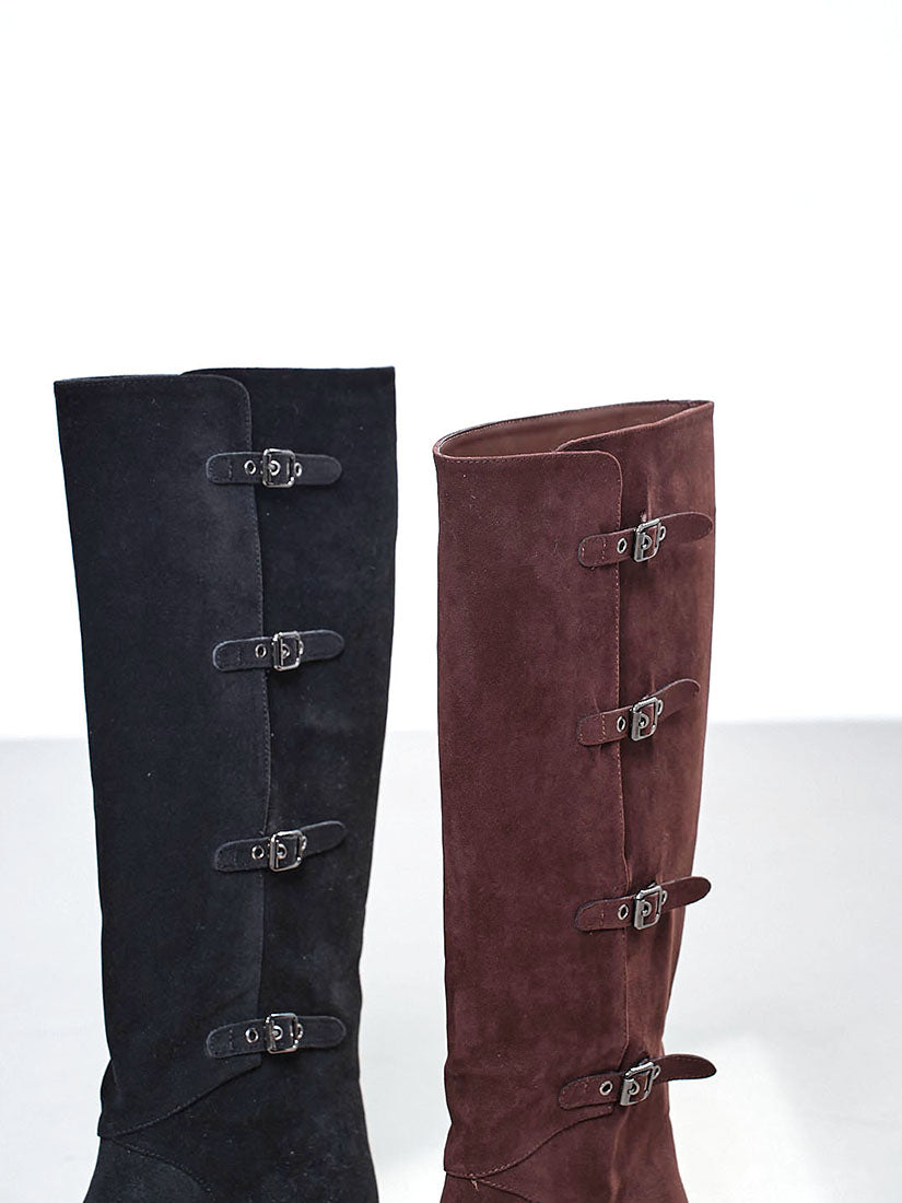 Buckle Suede Tall Boots(2 Colours)