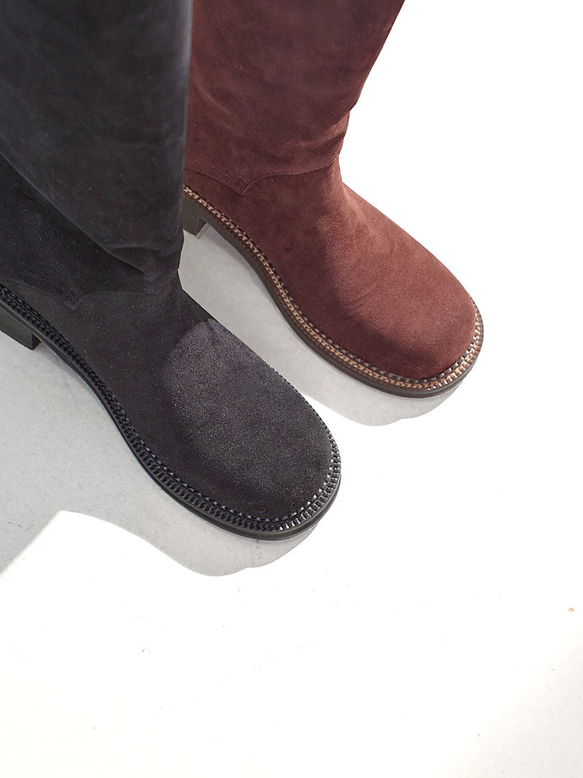 Buckle Suede Tall Boots(Display Sale)