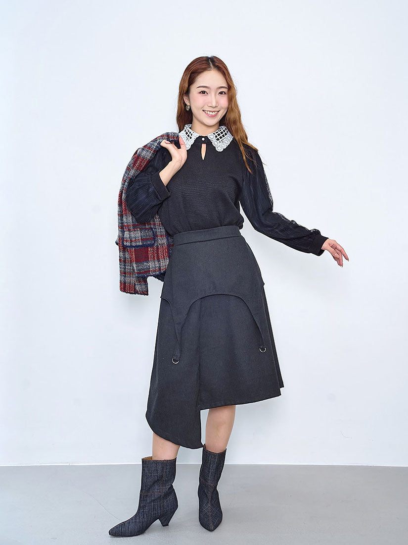 Asymmetric Buckle Detailed Skirt (2 Colours)