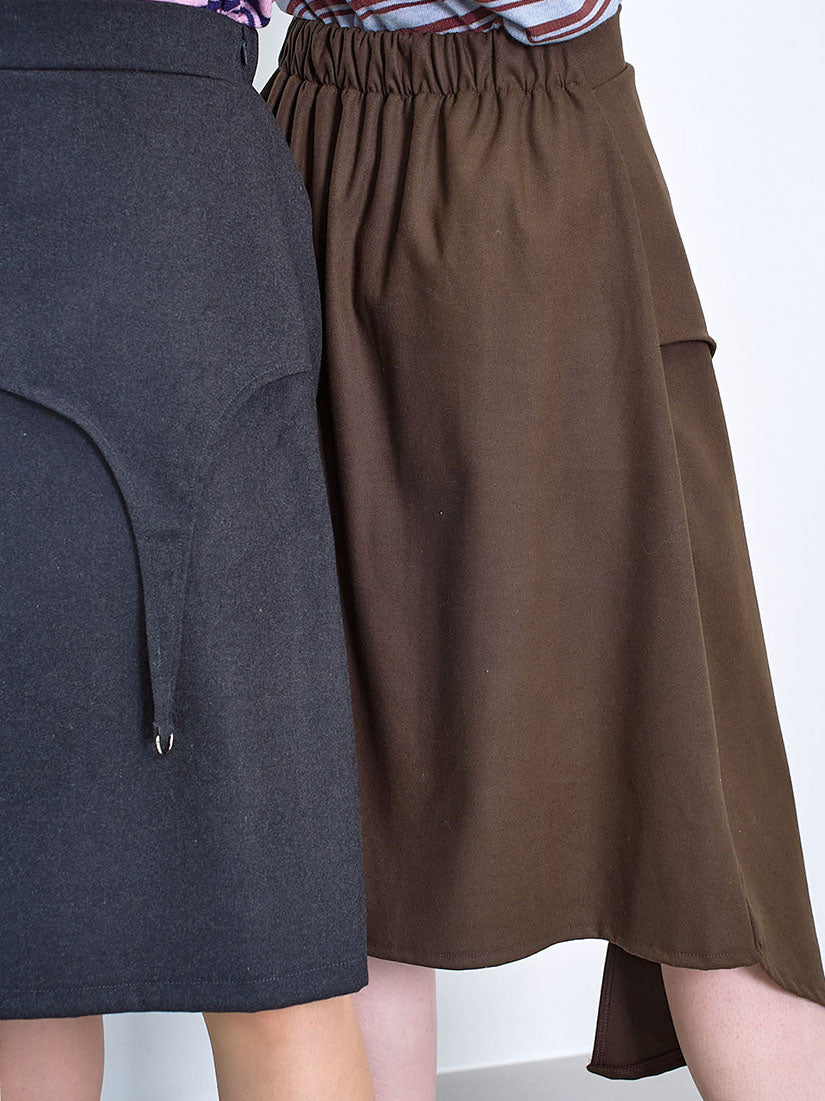 Asymmetric Buckle Detailed Skirt (2 Colours)