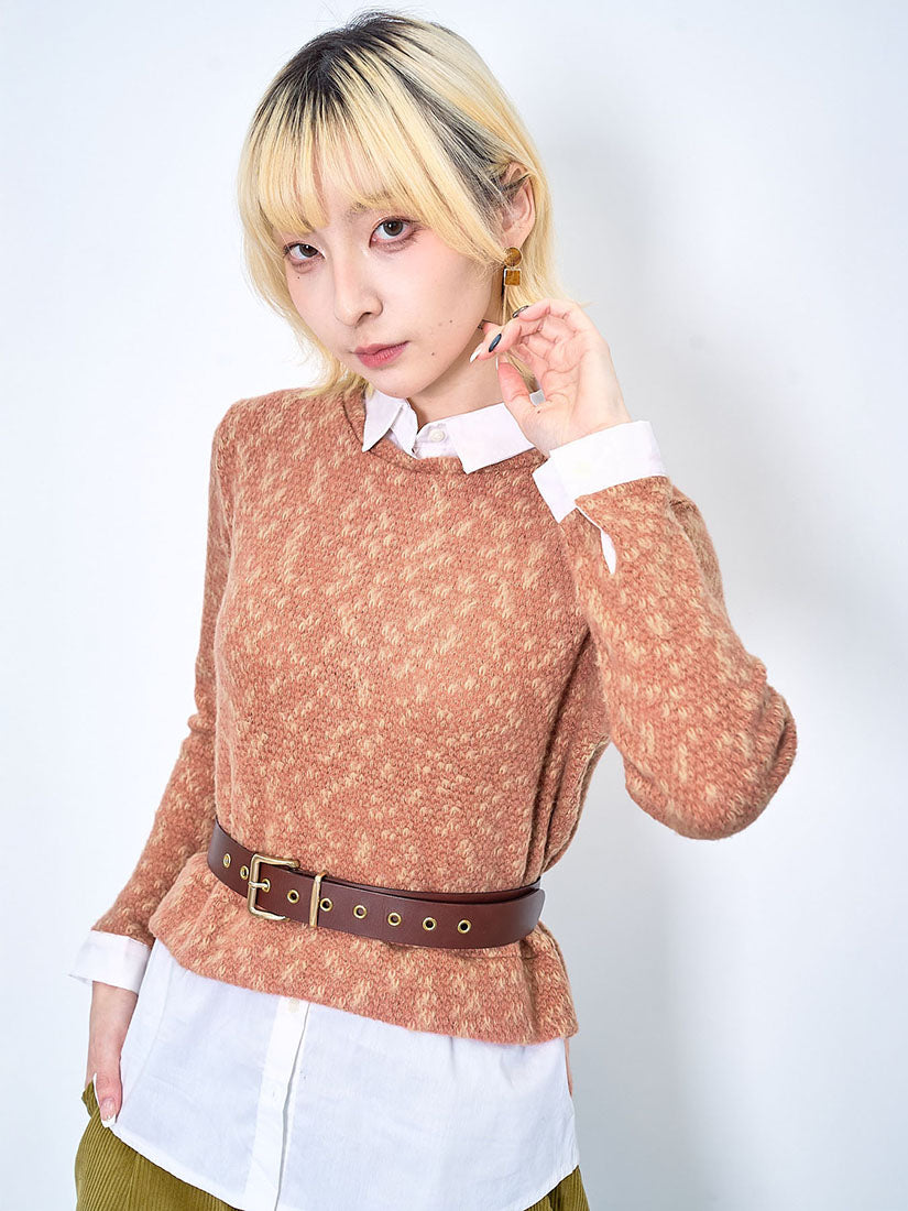 Knit Top With Shirt Underlay (2 Colours)