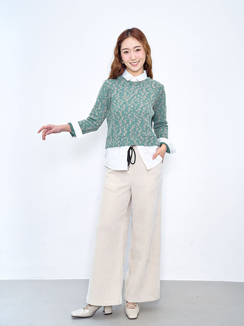 Knit Top With Shirt Underlay (2 Colours)