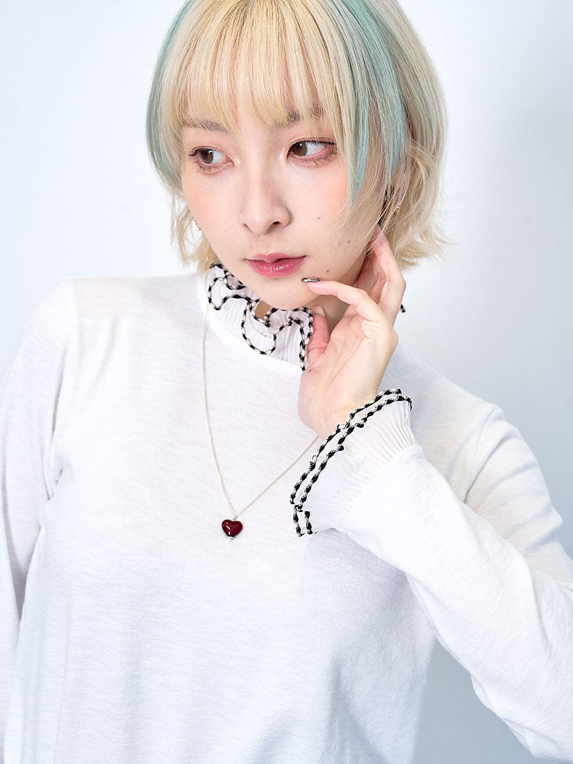 Chiffon Pleated Ruffle Collar Cuff Top (3 Colours)