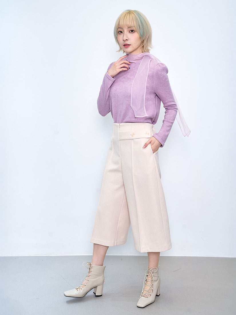 Organza Tie Neck Knit Top (2 Colours)