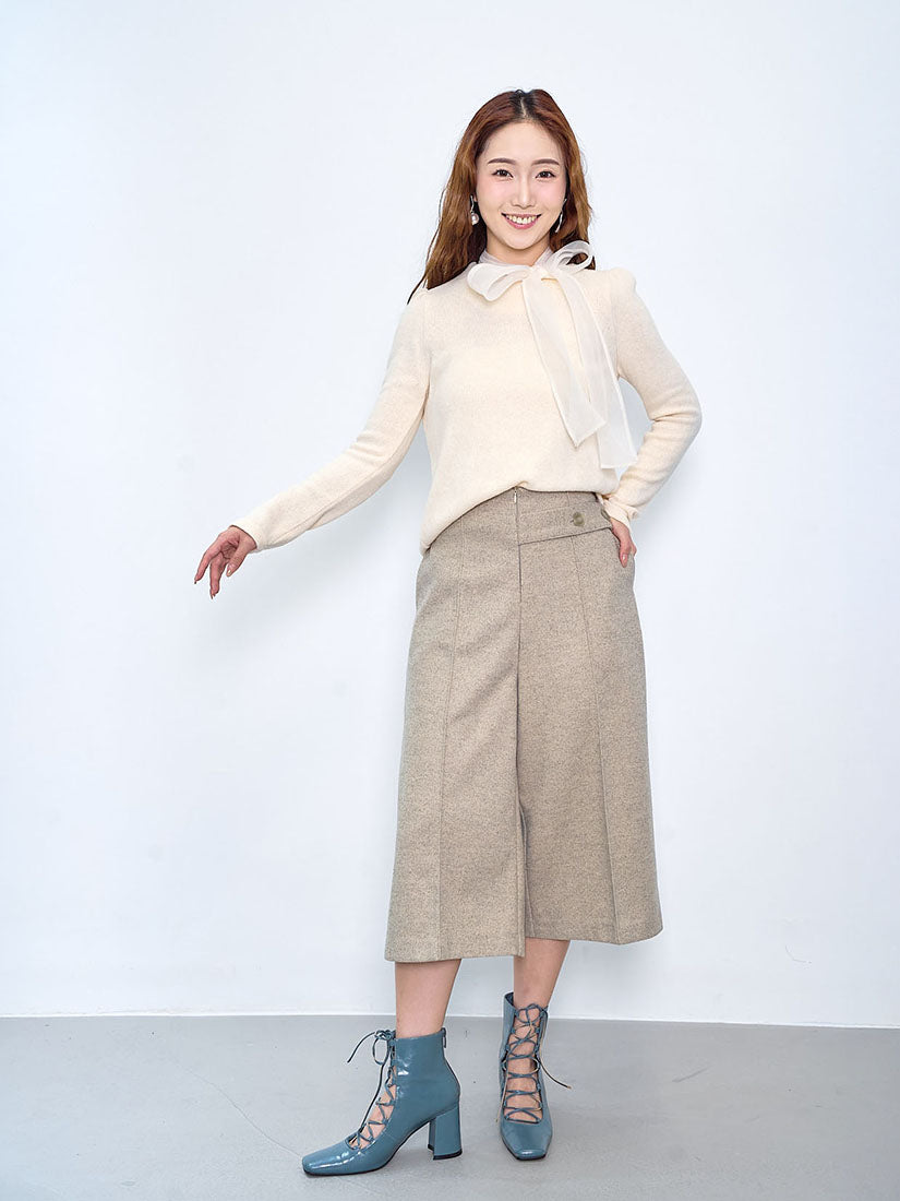 Organza Tie Neck Knit Top (2 Colours)