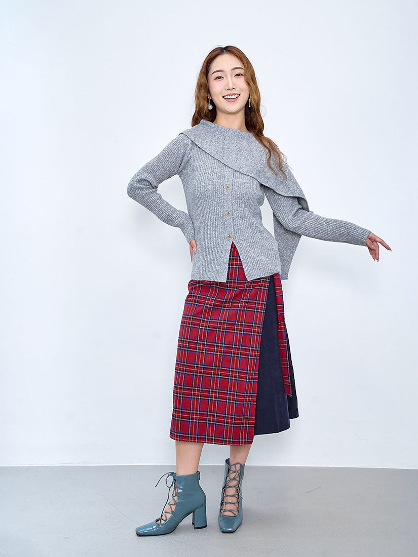 Wrap Tartan Panel Skirt (2 Colours)