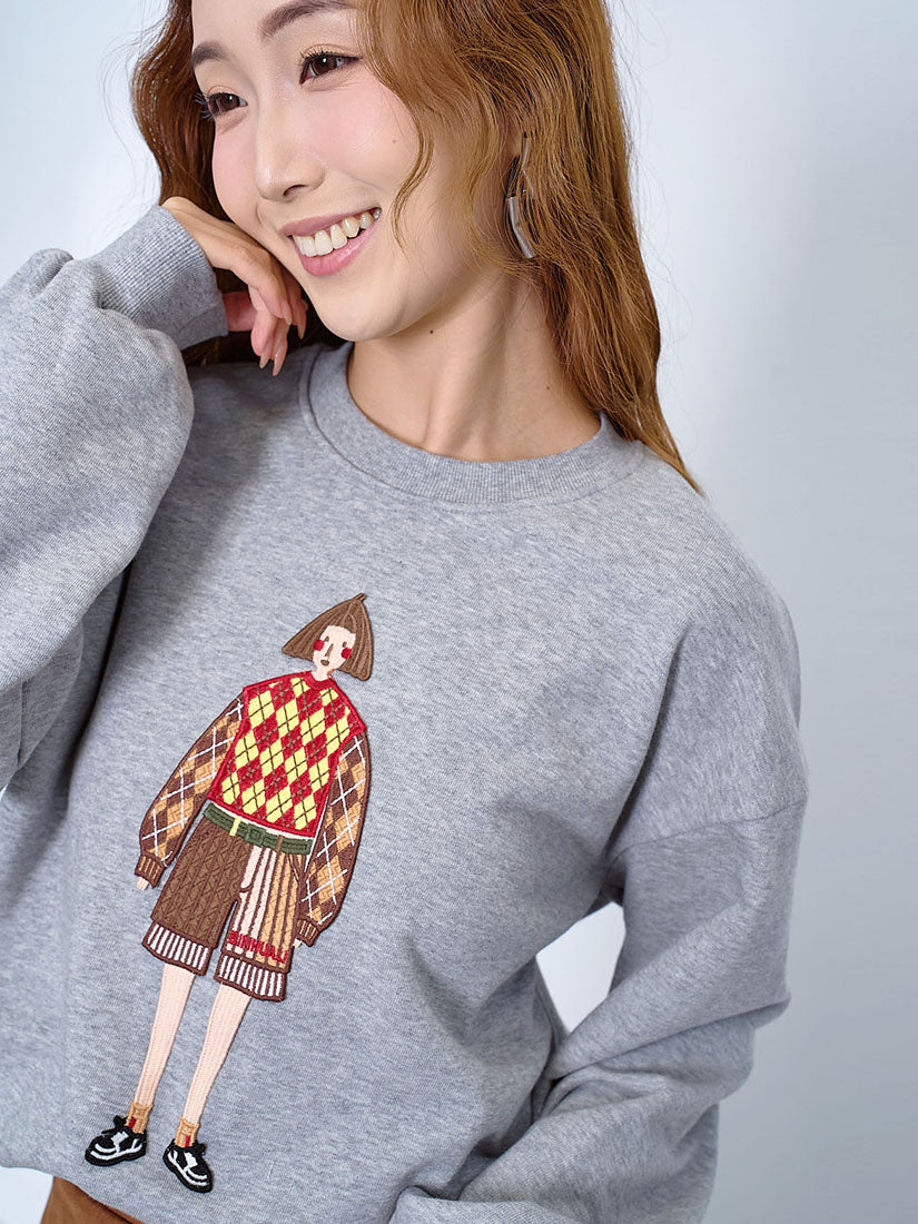 Lady Embroidered Sweatshirt (2 Colours)