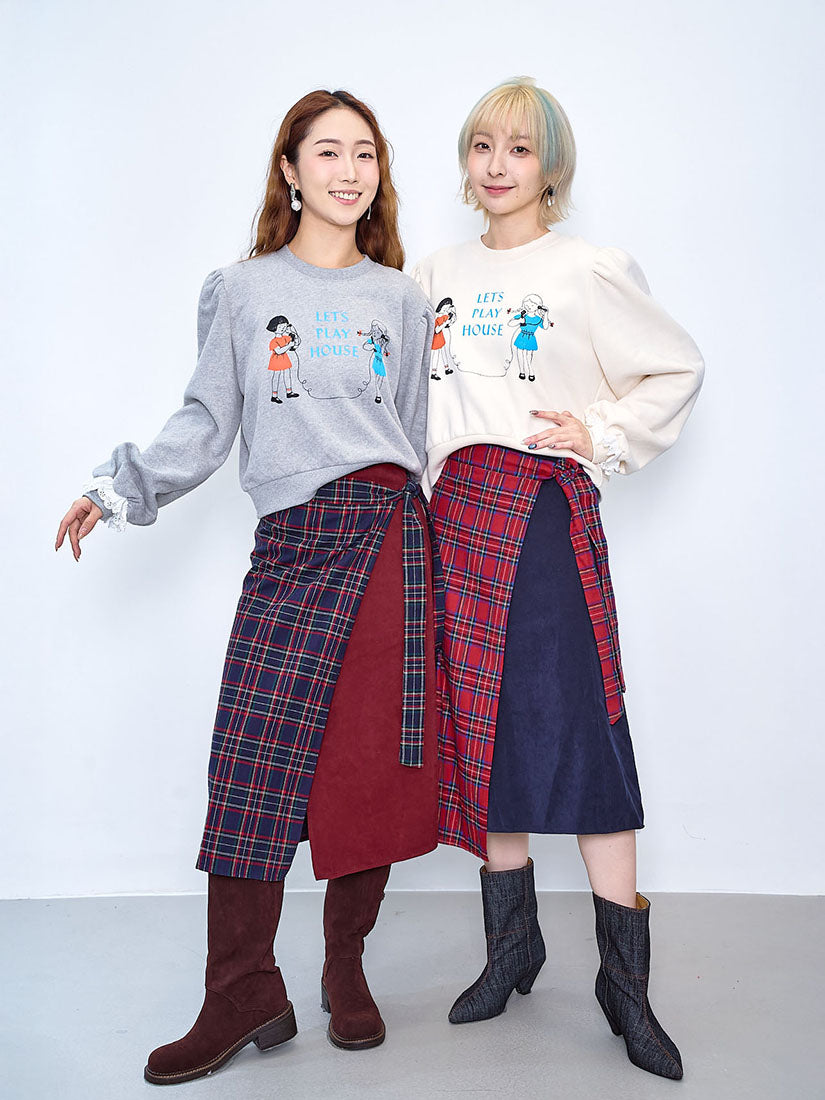 Wrap Tartan Panel Skirt (2 Colours)