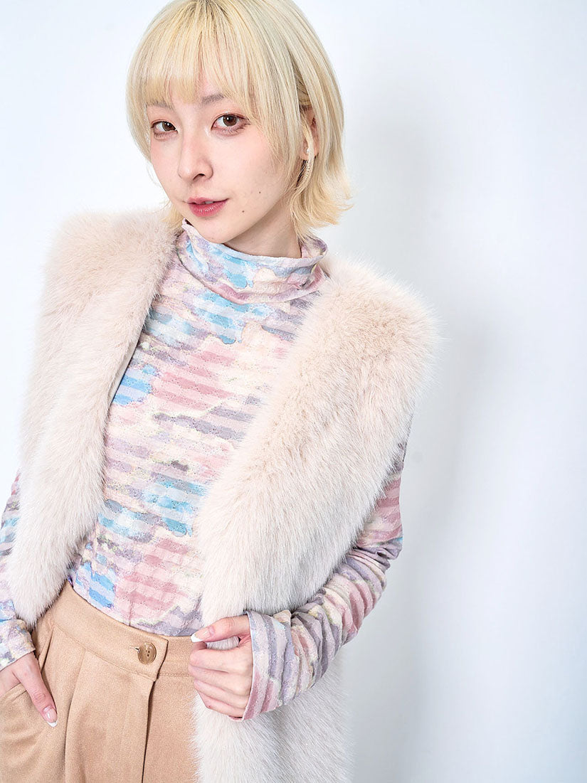 Watercolour Printed Textured Stripe Top (2 Colours)