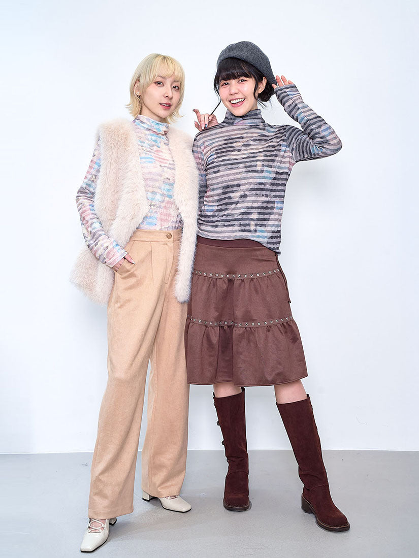 Watercolour Printed Textured Stripe Top (2 Colours)