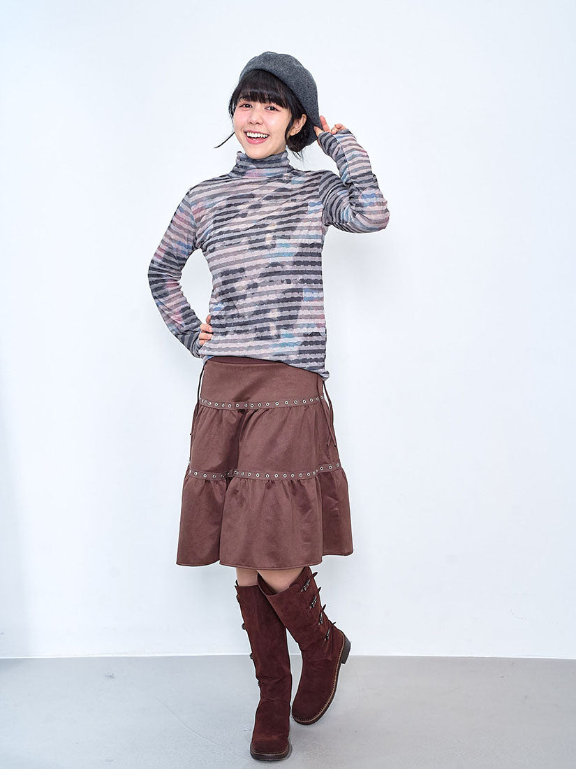 Watercolour Printed Textured Stripe Top (2 Colours)