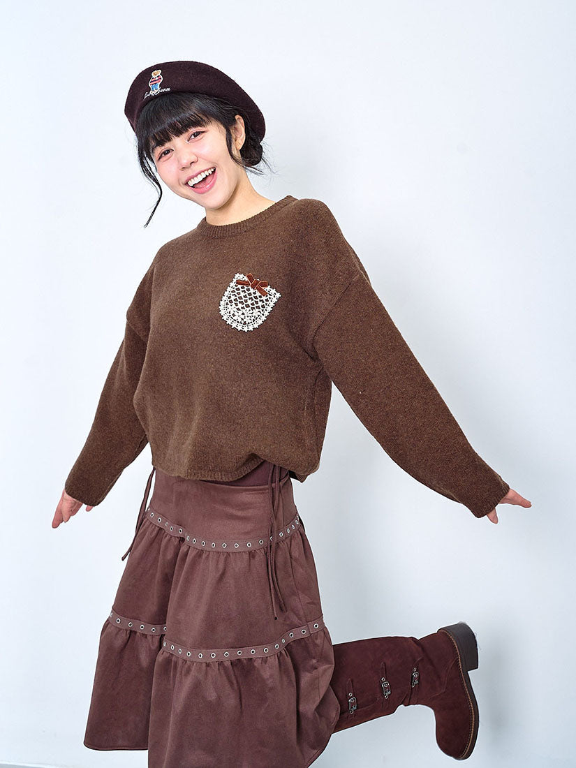 Lace Pocket Patched Sweater (2 Colours)