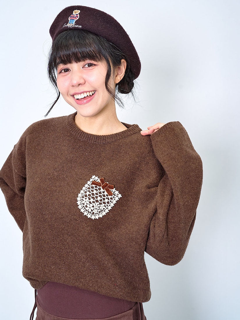 Lace Pocket Patched Sweater (2 Colours)