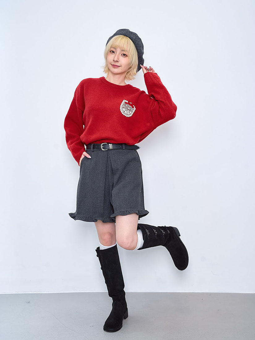 Lace Pocket Patched Sweater (2 Colours)