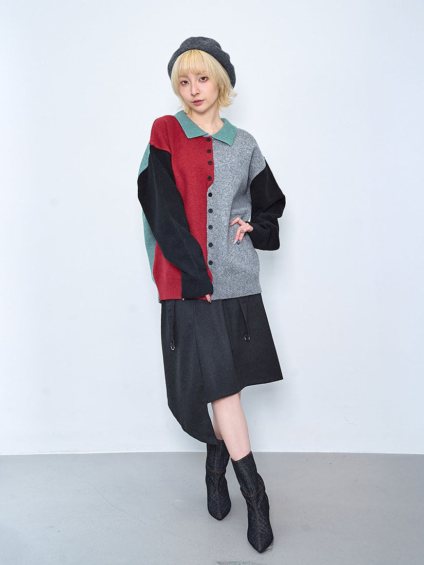 Asymmetric Buckle Detailed Skirt (2 Colours)