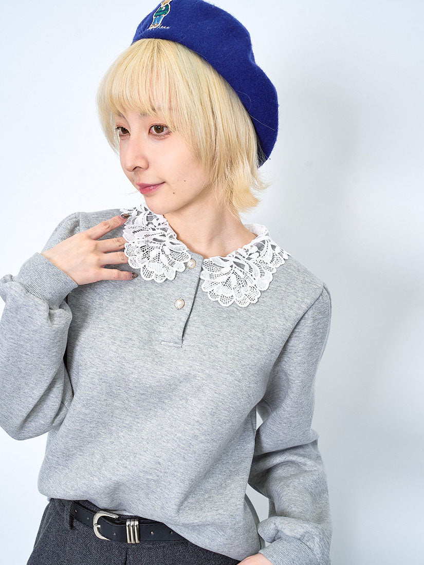 Lace Collar Sweatshirt (2 Colours)