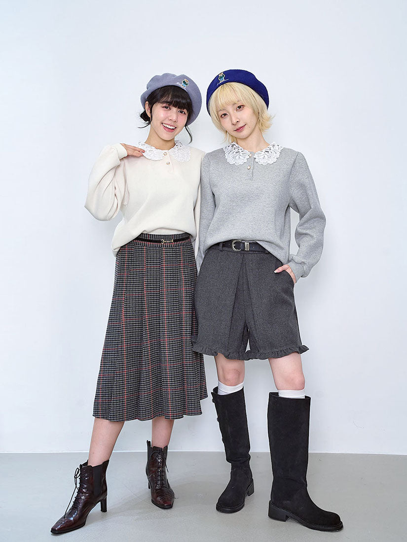 Lace Collar Sweatshirt (2 Colours)