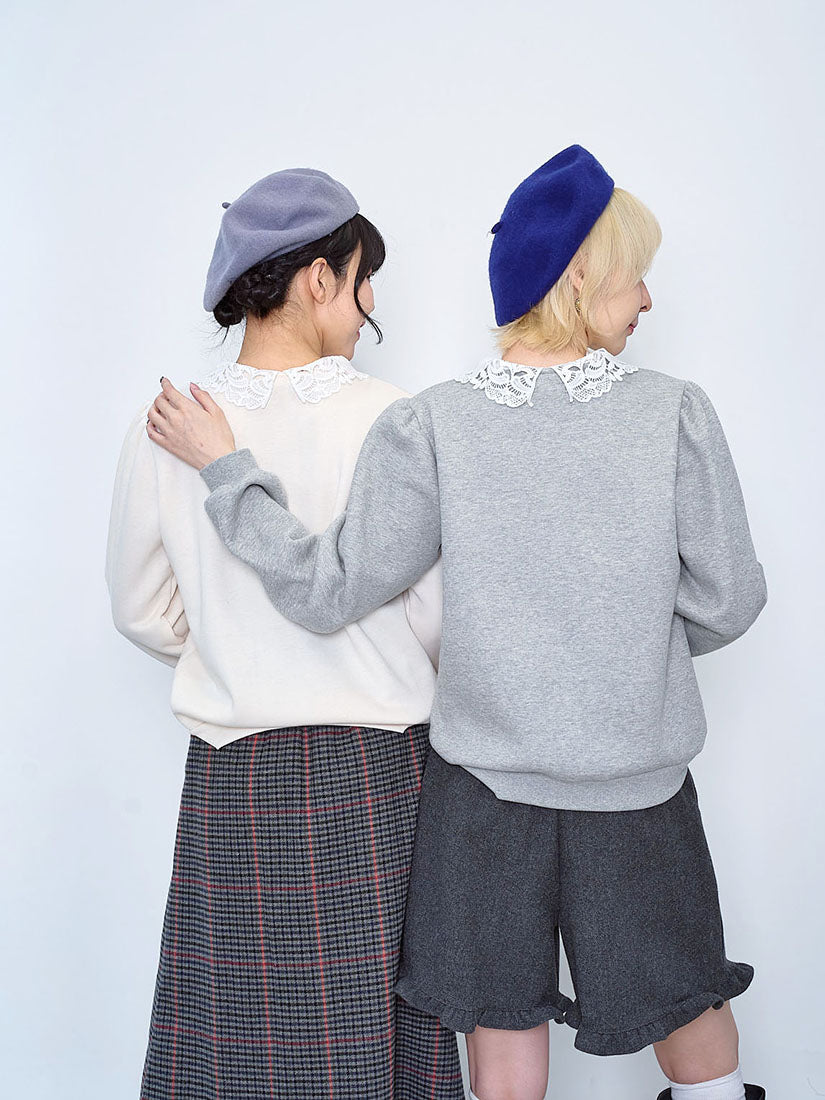 Lace Collar Sweatshirt (2 Colours)