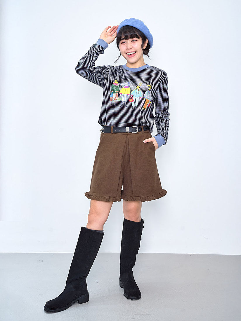 Ruffle Hem Pleated Shorts (2 Colours)