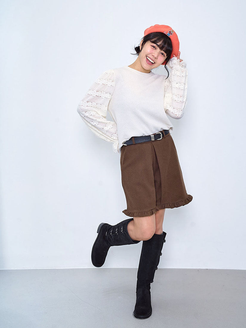 Ruffle Hem Pleated Shorts (2 Colours)