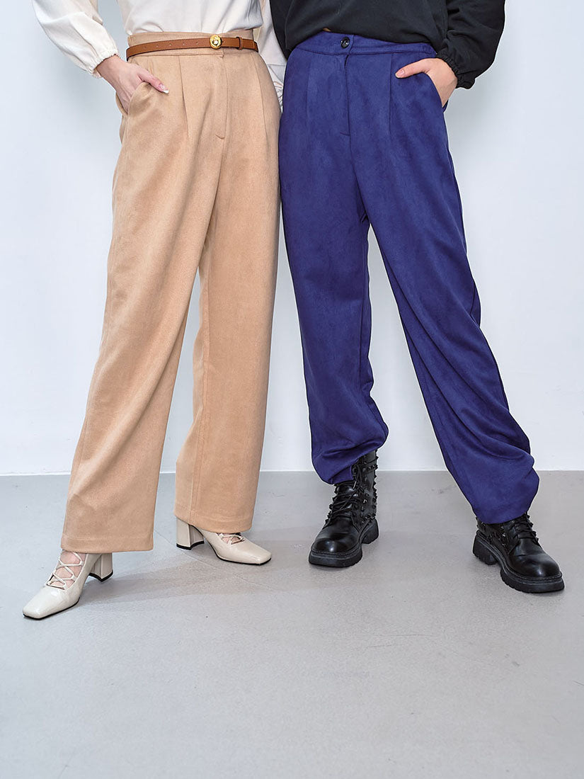 Suede Wide Leg Pants (2 Colours)