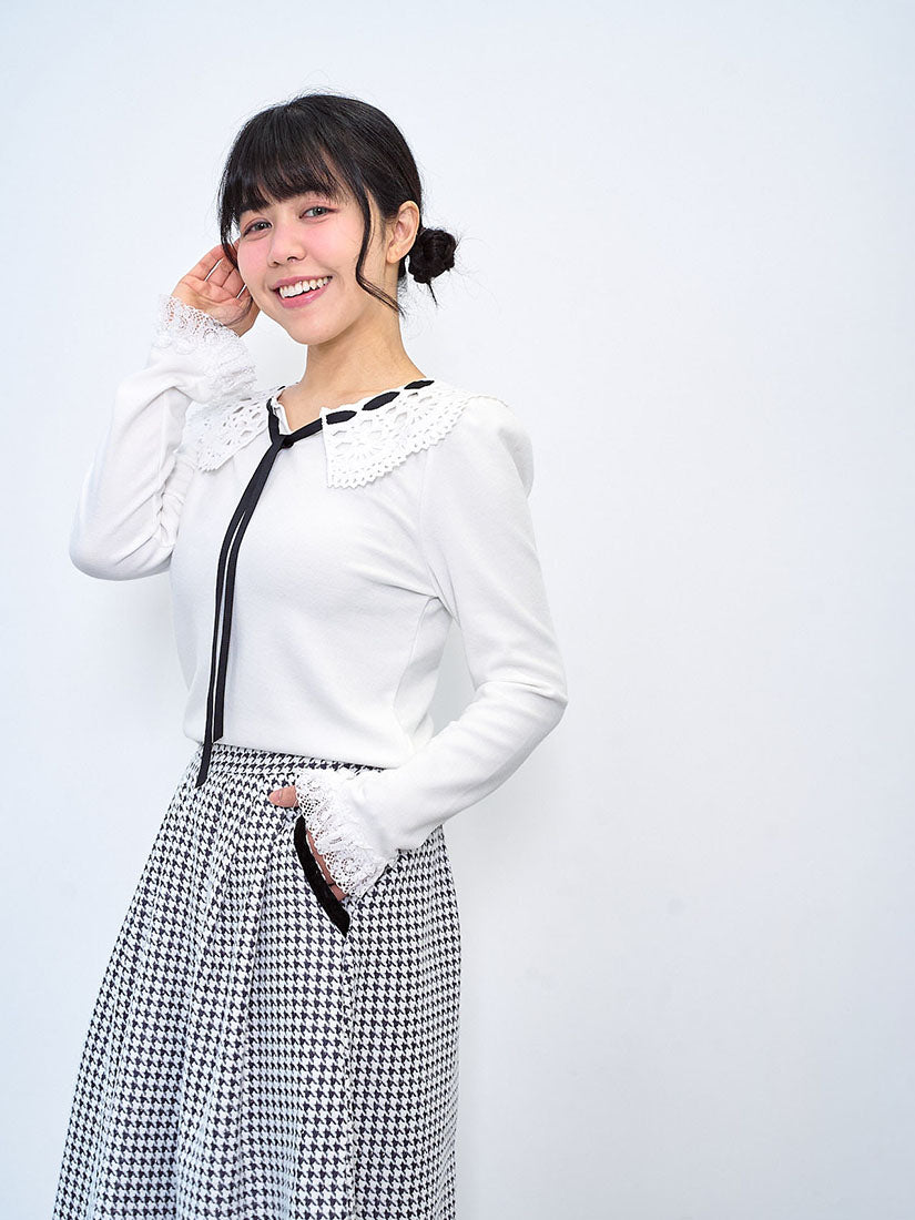 Crochet Lace Collar Ribbon Top