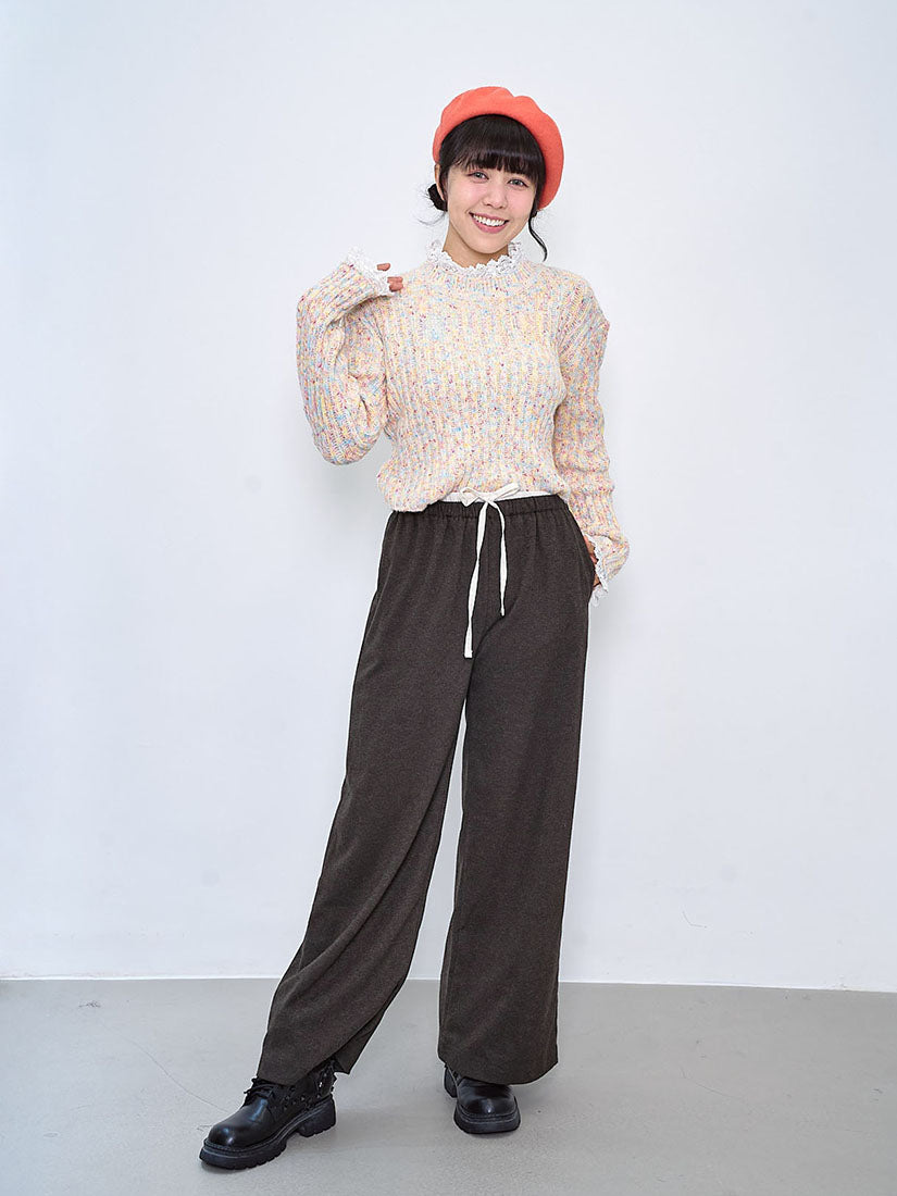 Double Waistband Woollen Pants (2 Colours)