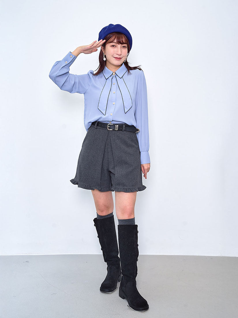 Contrast Stitched Collar Blouse (2 Colours)