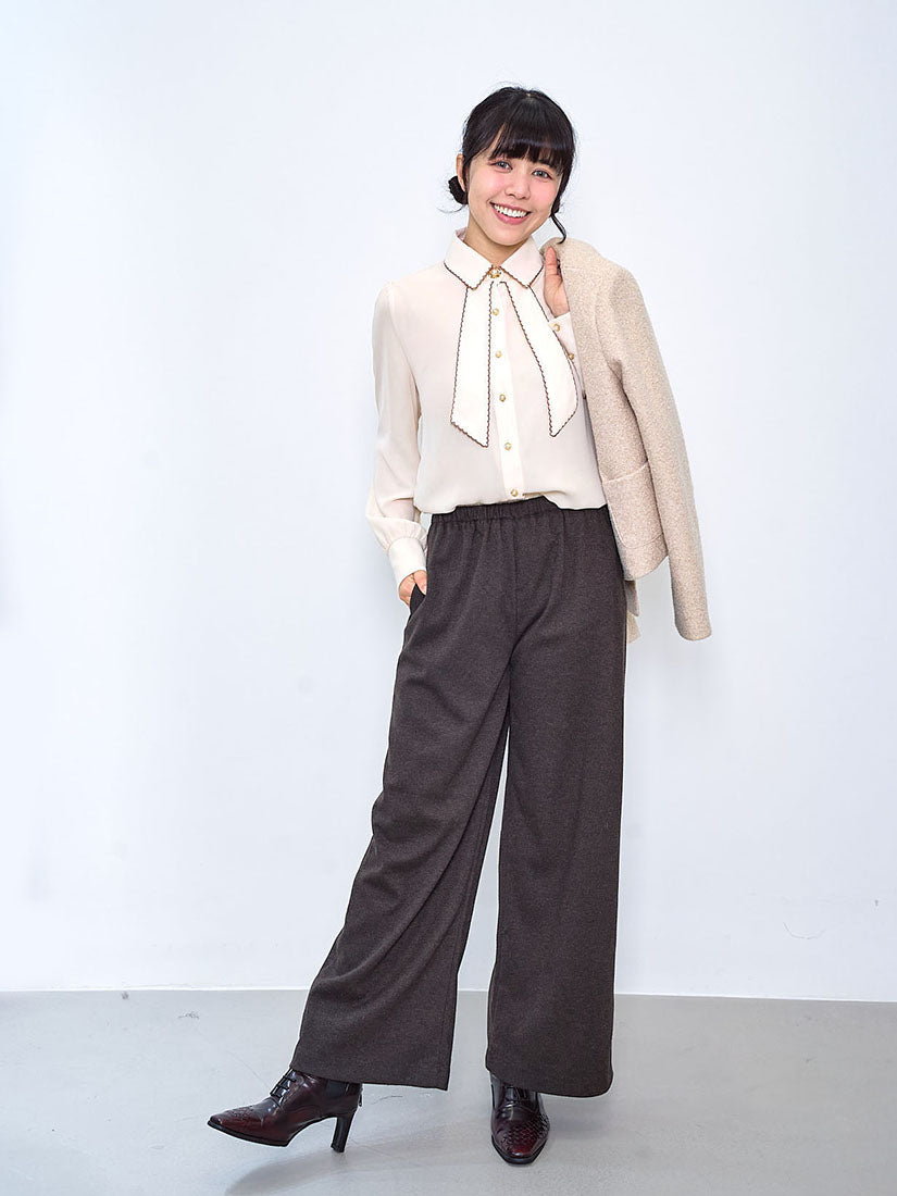 Double Waistband Woollen Pants (2 Colours)