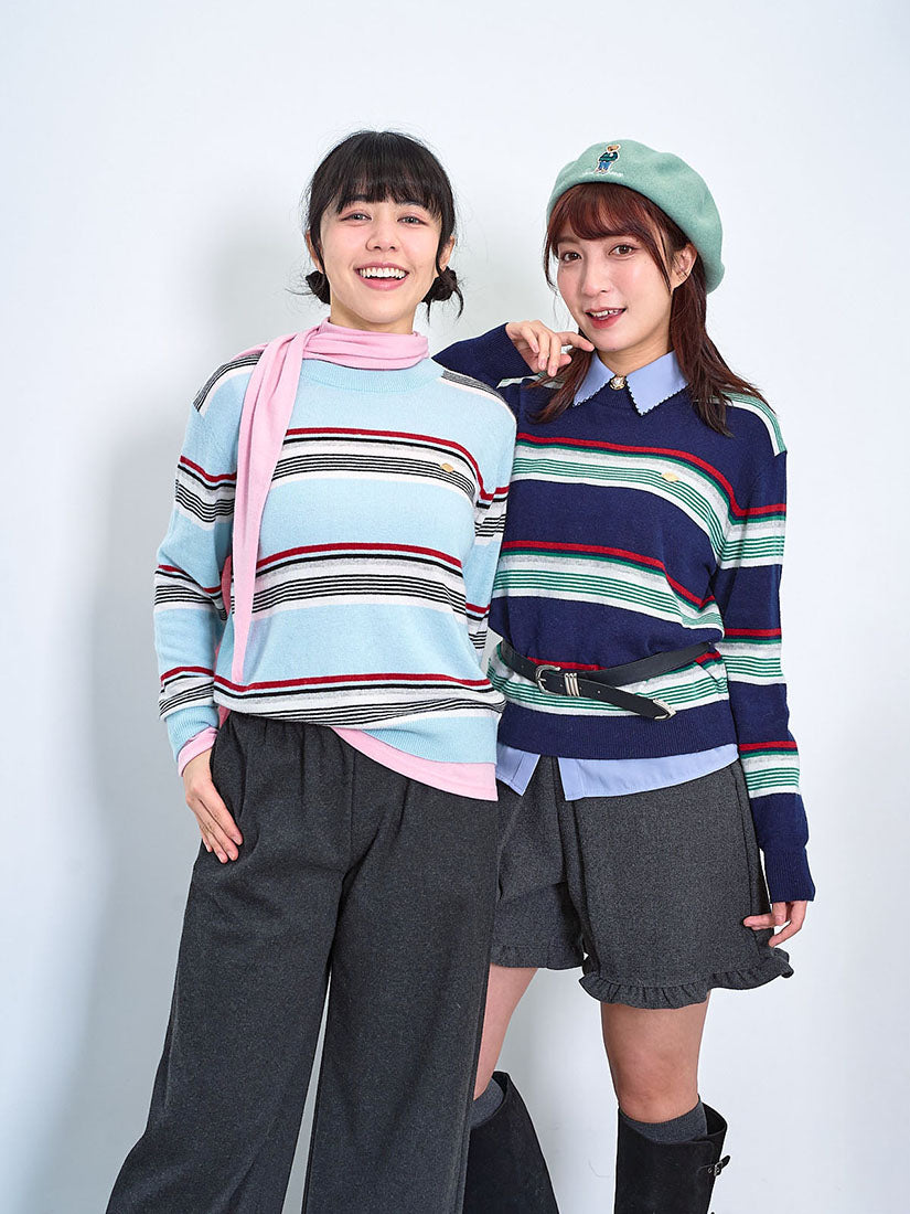 Mini Badge Striped Sweater (2 Colours)