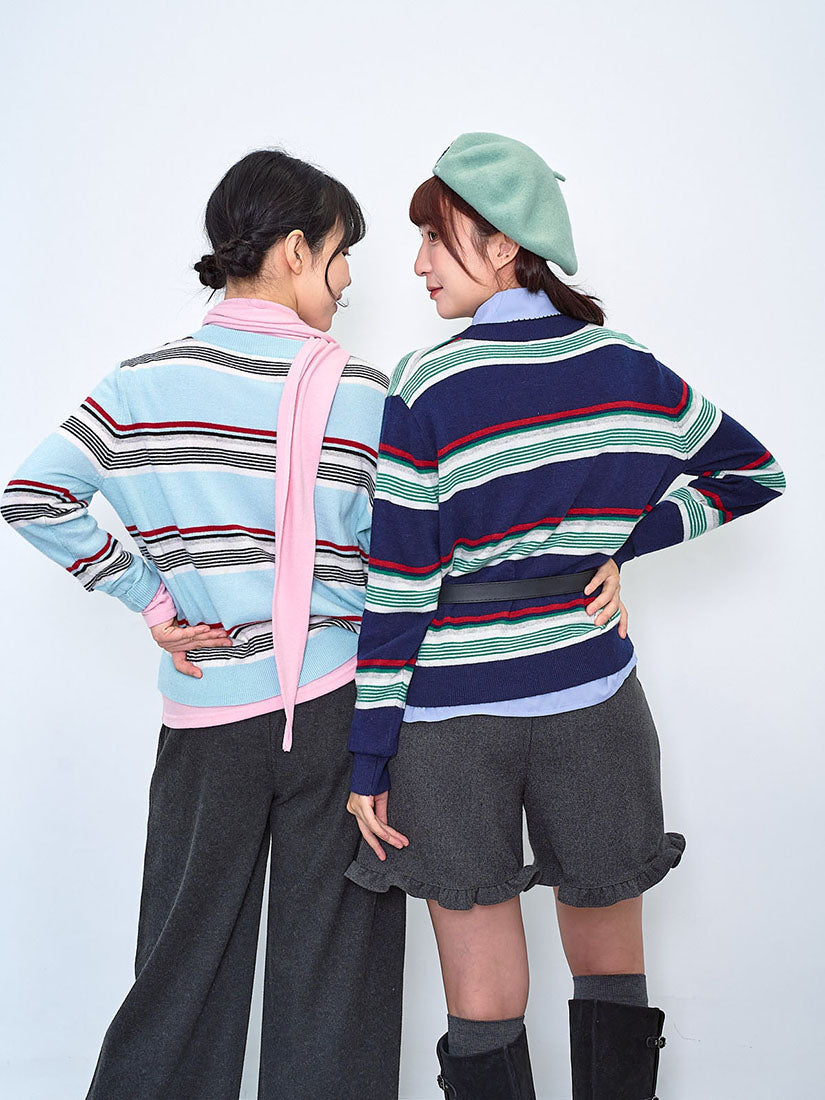 Mini Badge Striped Sweater (2 Colours)