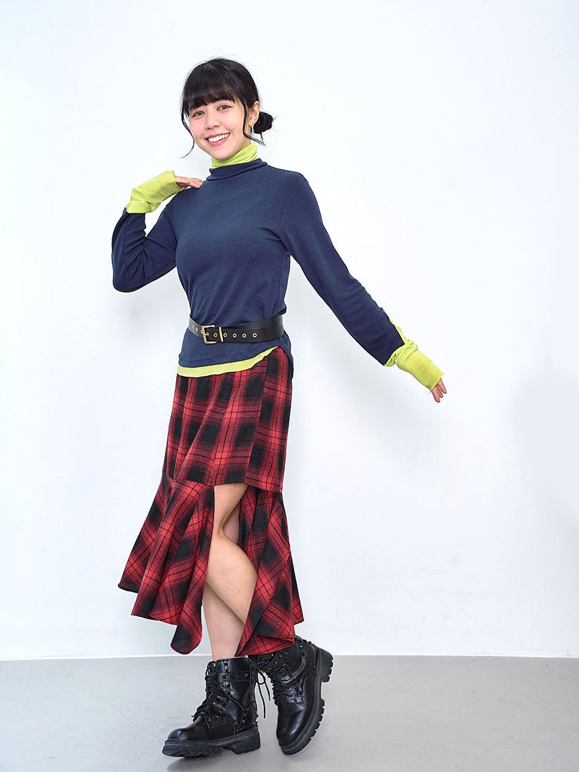 Asymmetric Tartan Flannel Skirt (2 Colours)