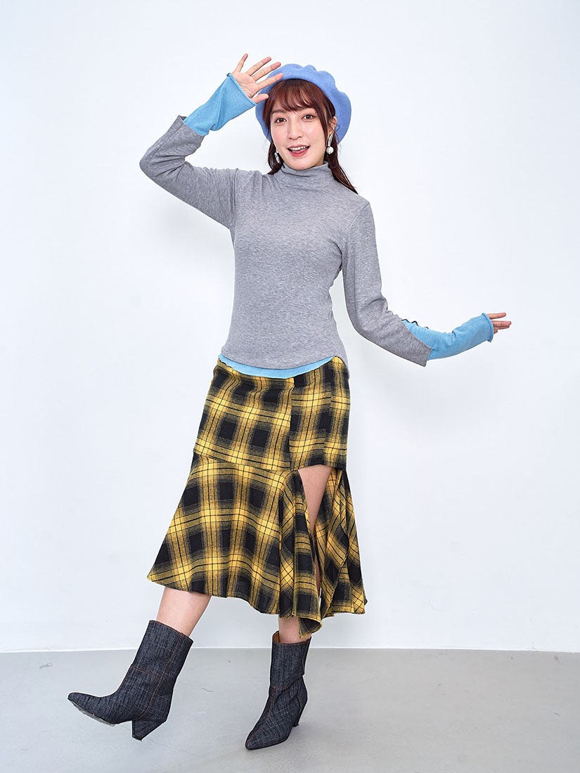 Asymmetric Tartan Flannel Skirt (2 Colours)