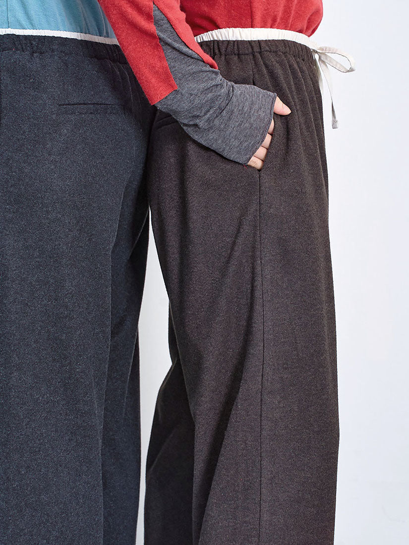 Double Waistband Woollen Pants (2 Colours)