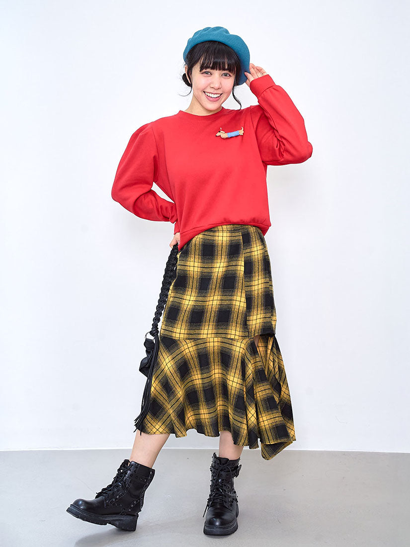 Asymmetric Tartan Flannel Skirt (2 Colours)